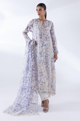 Stitched Embroidered Floral Shirt + Bottom + Dupatta