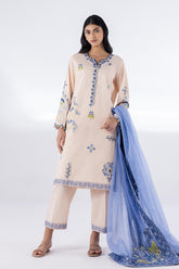 Stitched Lawn Embroidered Shirt + Bottom