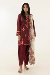 Stitched Embroidered Slub Shirt + Shalwar