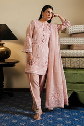 Stitched Embroidered Cotton Shirt + Shalwar + Dupatta