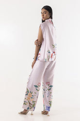 Stitched Pink Printed Cord Set