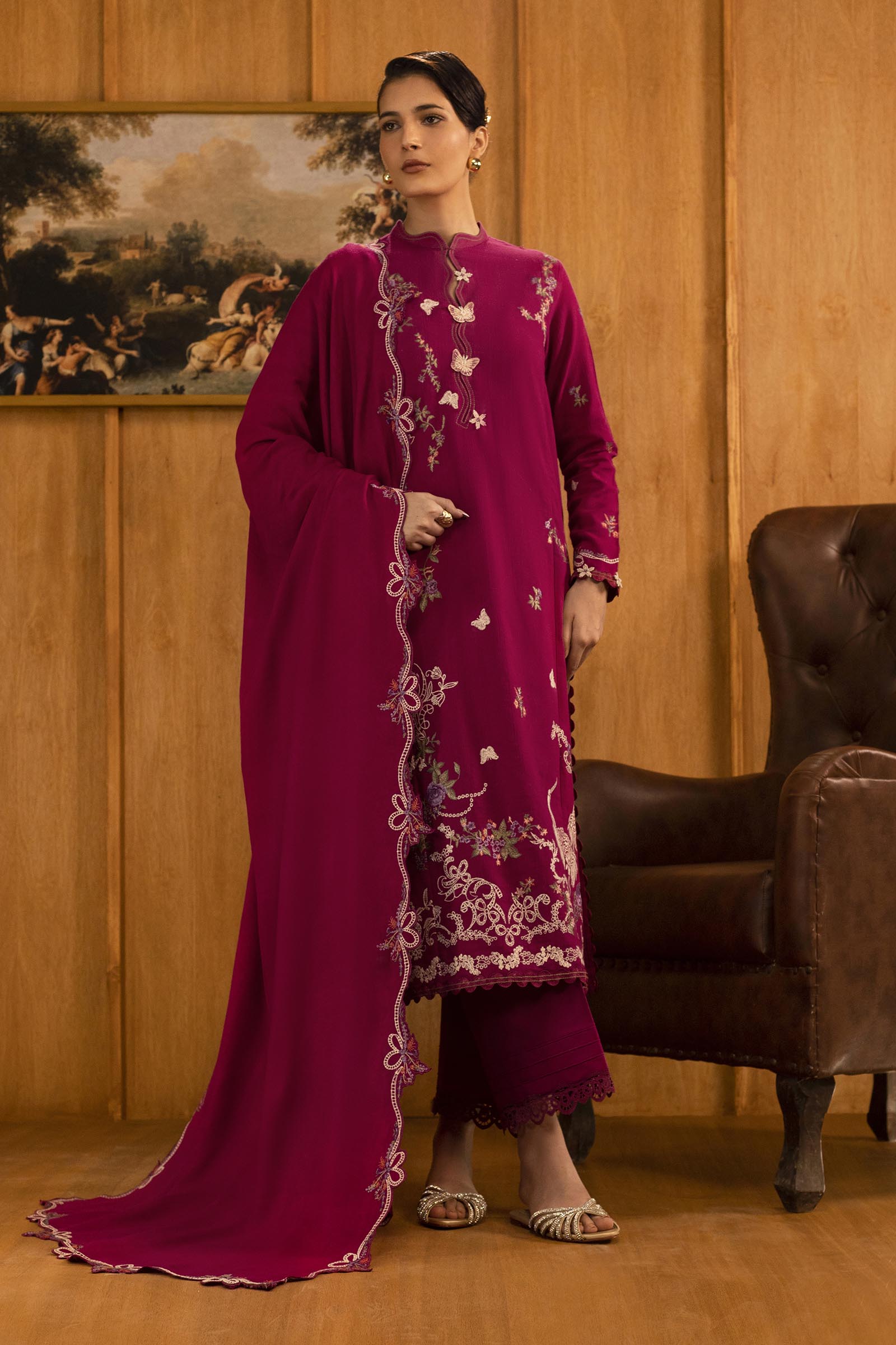 Unstitched Linen Muzlin 3 Piece Suit