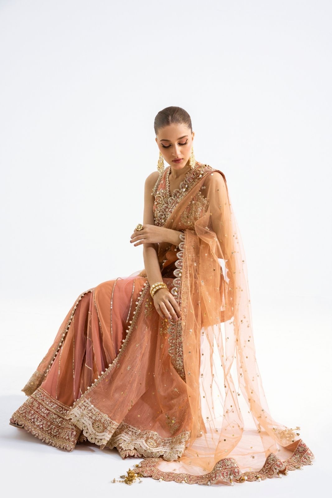 Unstitched 3 Piece Woven Net Suit Secondary image
