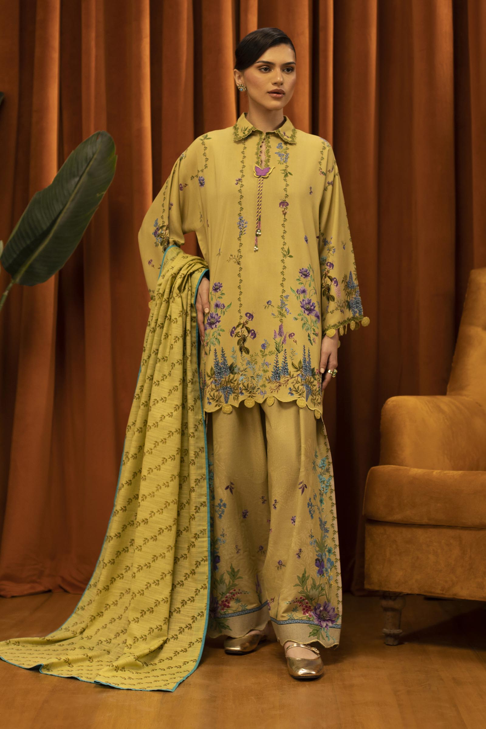 Unstitched Linen Muzlin 3 Piece Suit