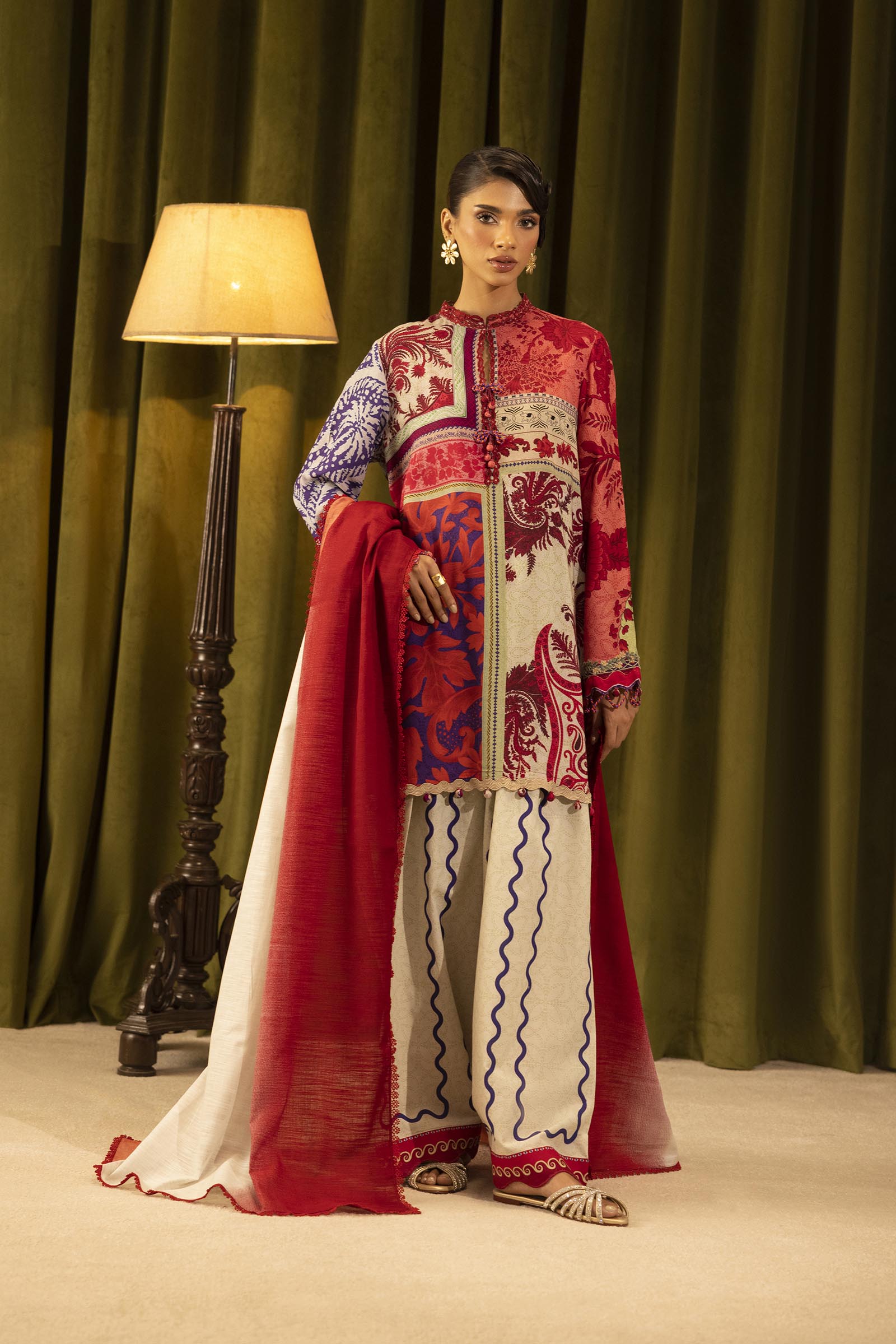 Unstitched Linen Muzlin 3 Piece Suit Main image
