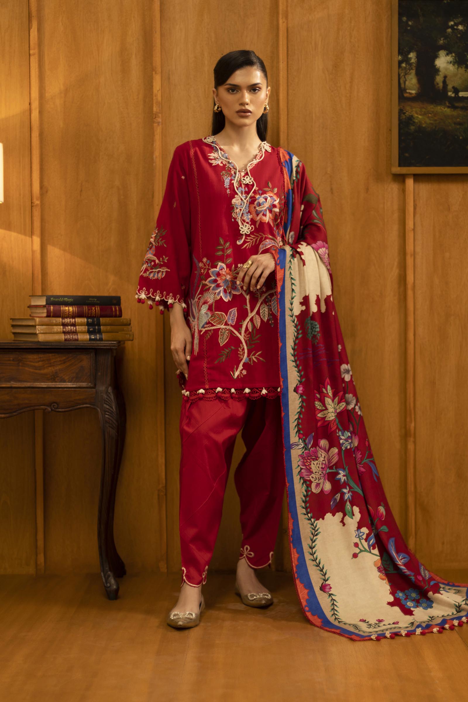 Unstitched Slub Muzlin 3 Piece Suit Main image