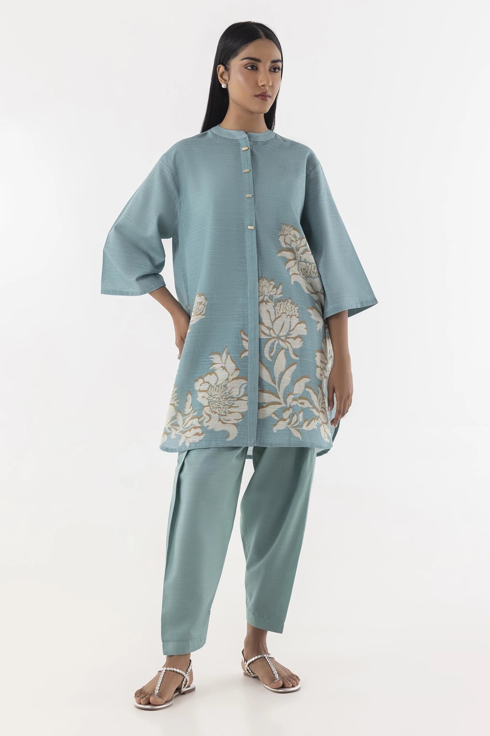 Stitched Slub Printed Shirt + Shalwar Main image