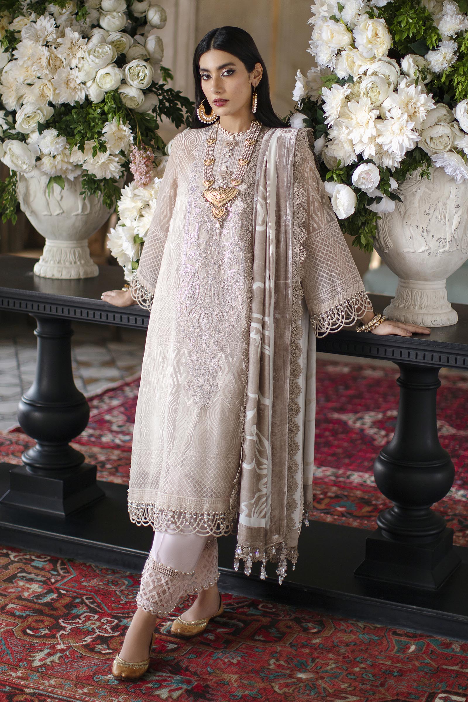 Unstitched Embroidered Organza Suit