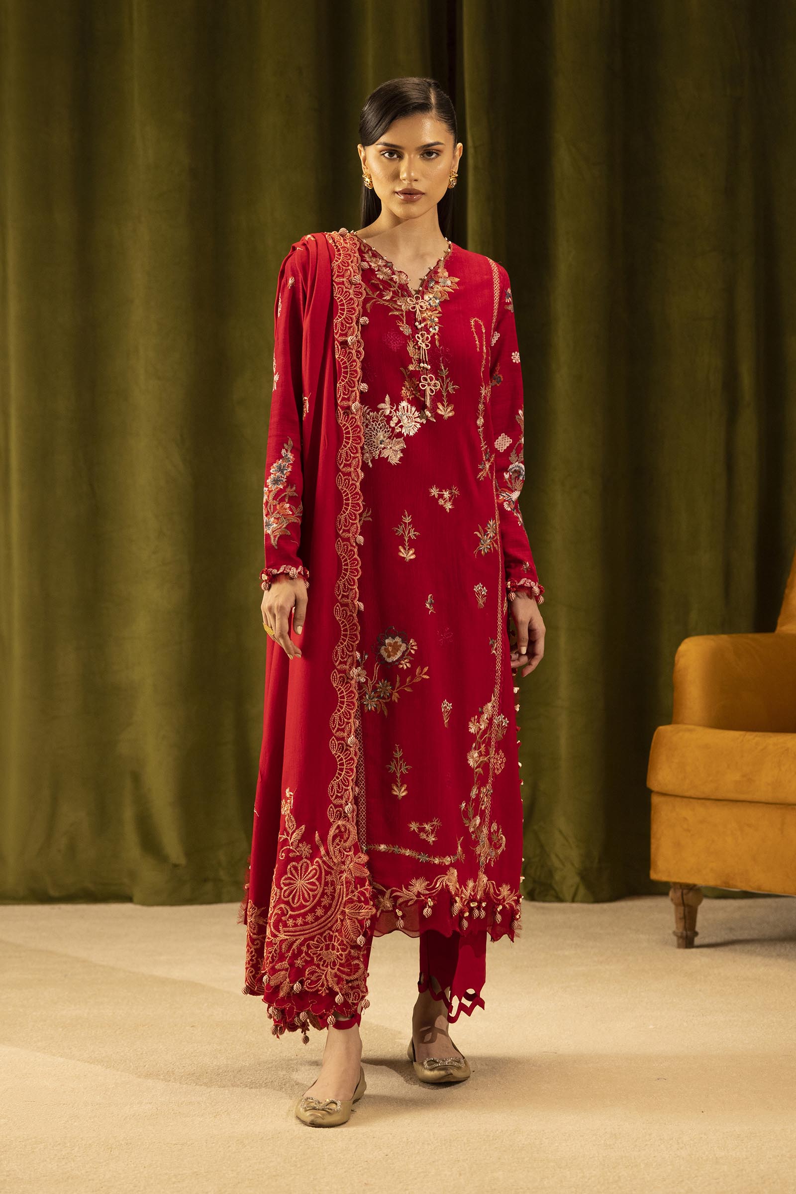 Unstitched Slub Muzlin 3 Piece Suit Main image