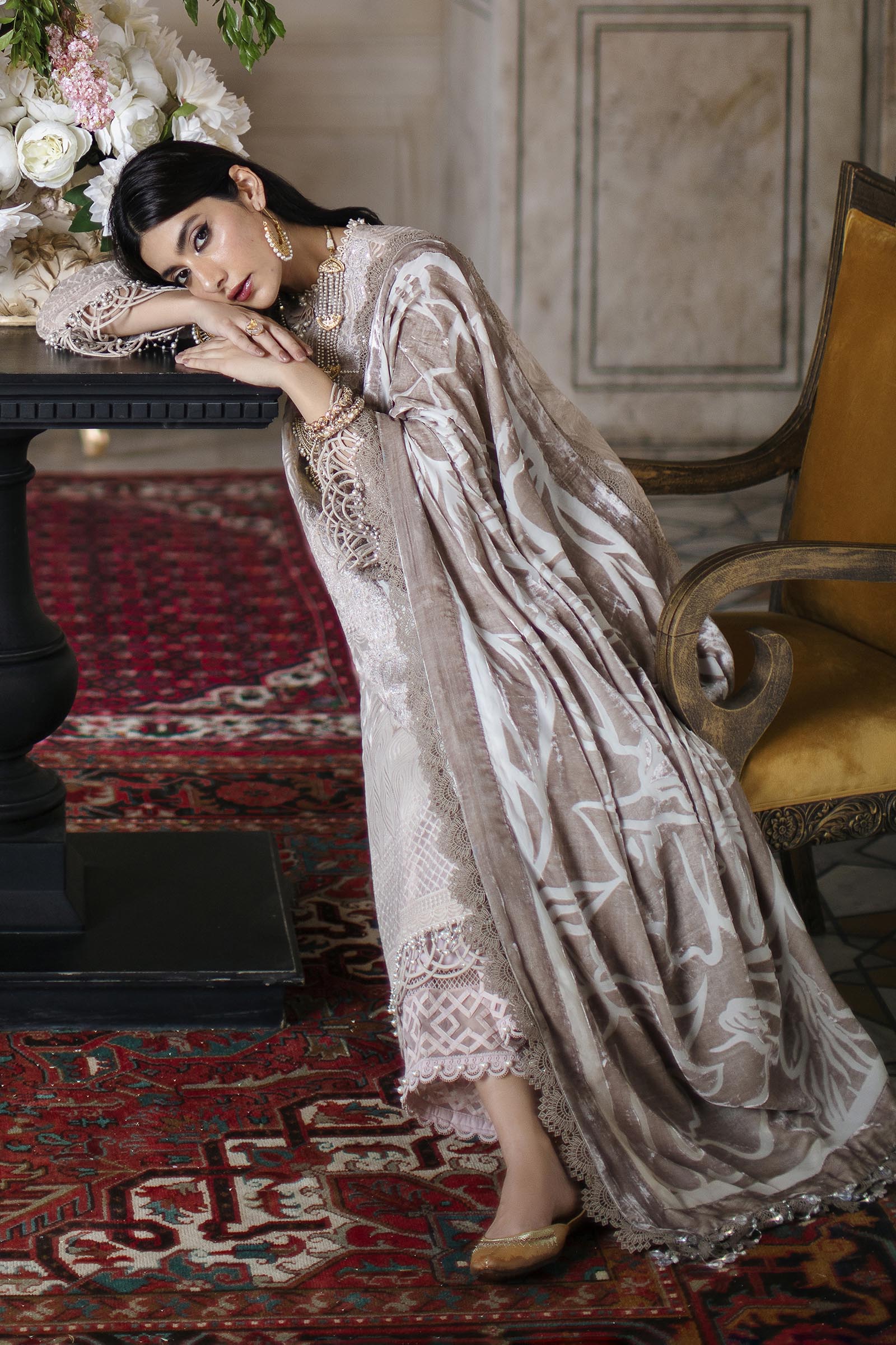 Unstitched Embroidered Organza Suit