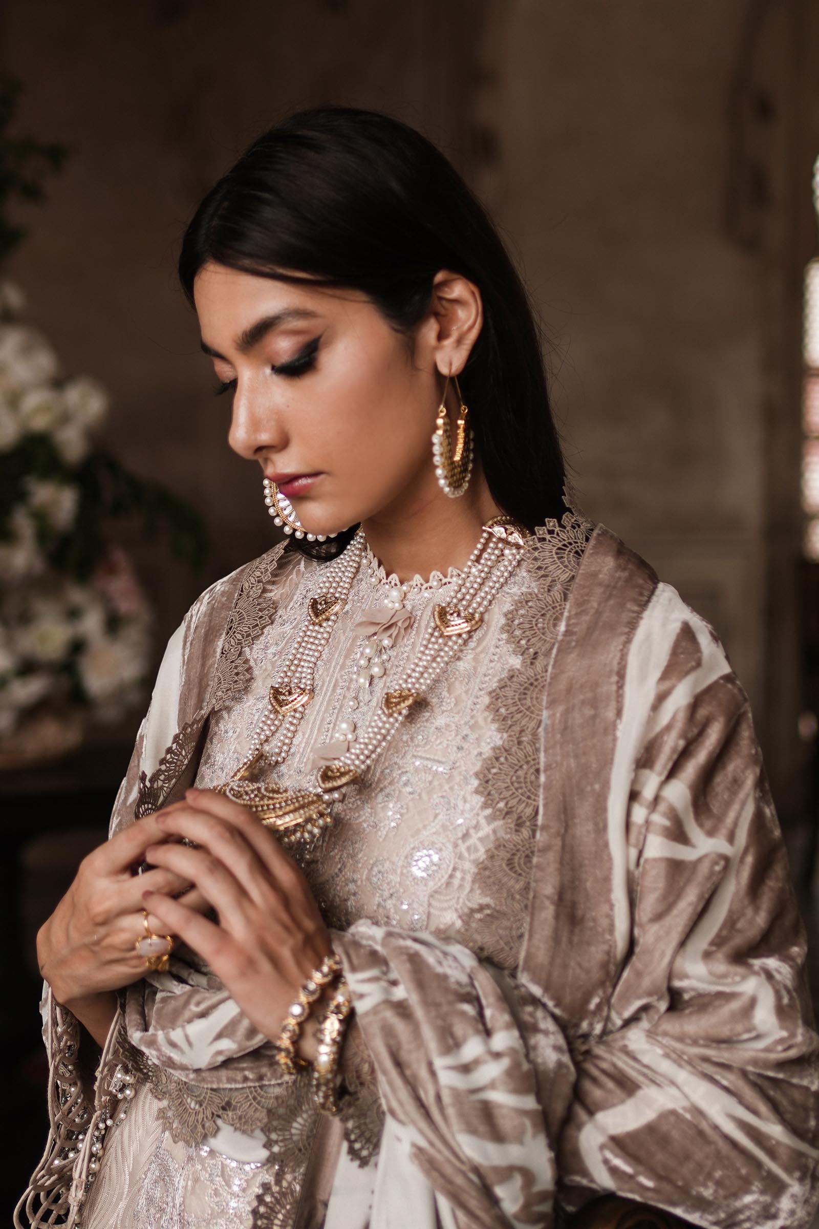 Unstitched Embroidered Organza Suit