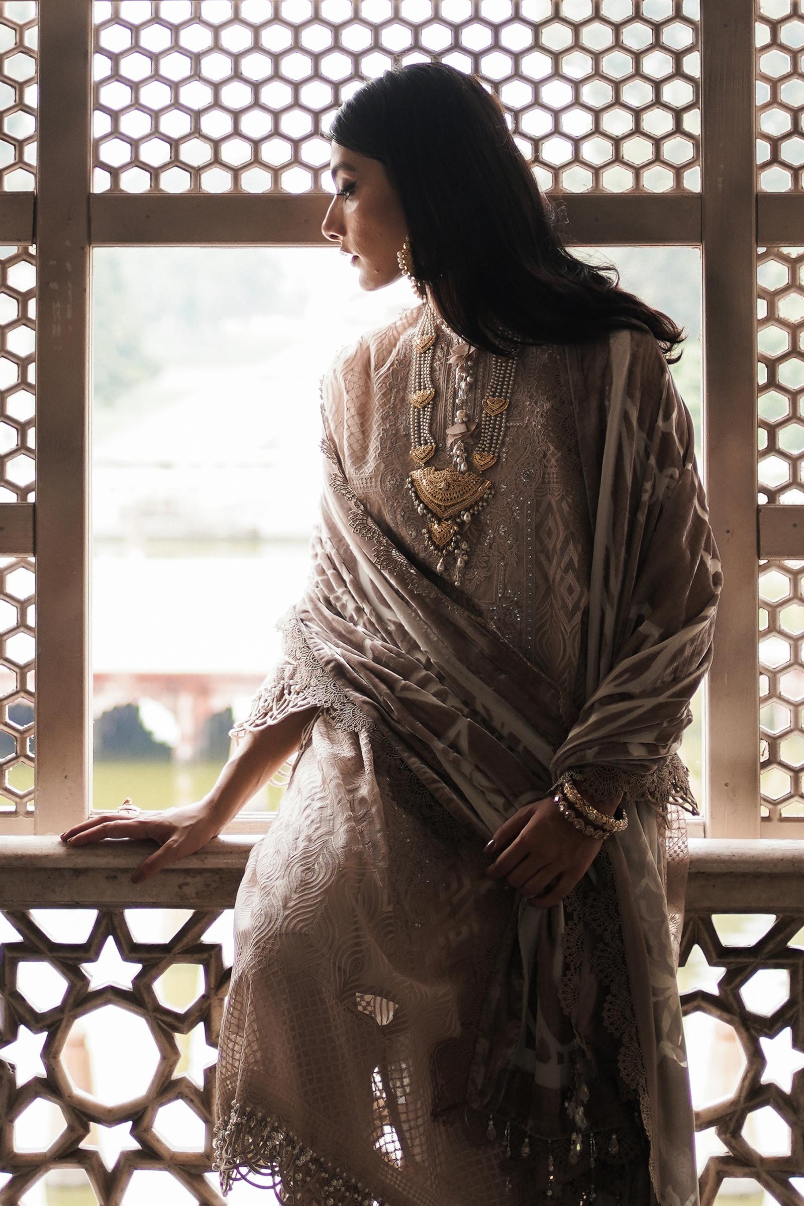 Unstitched Embroidered Organza Suit