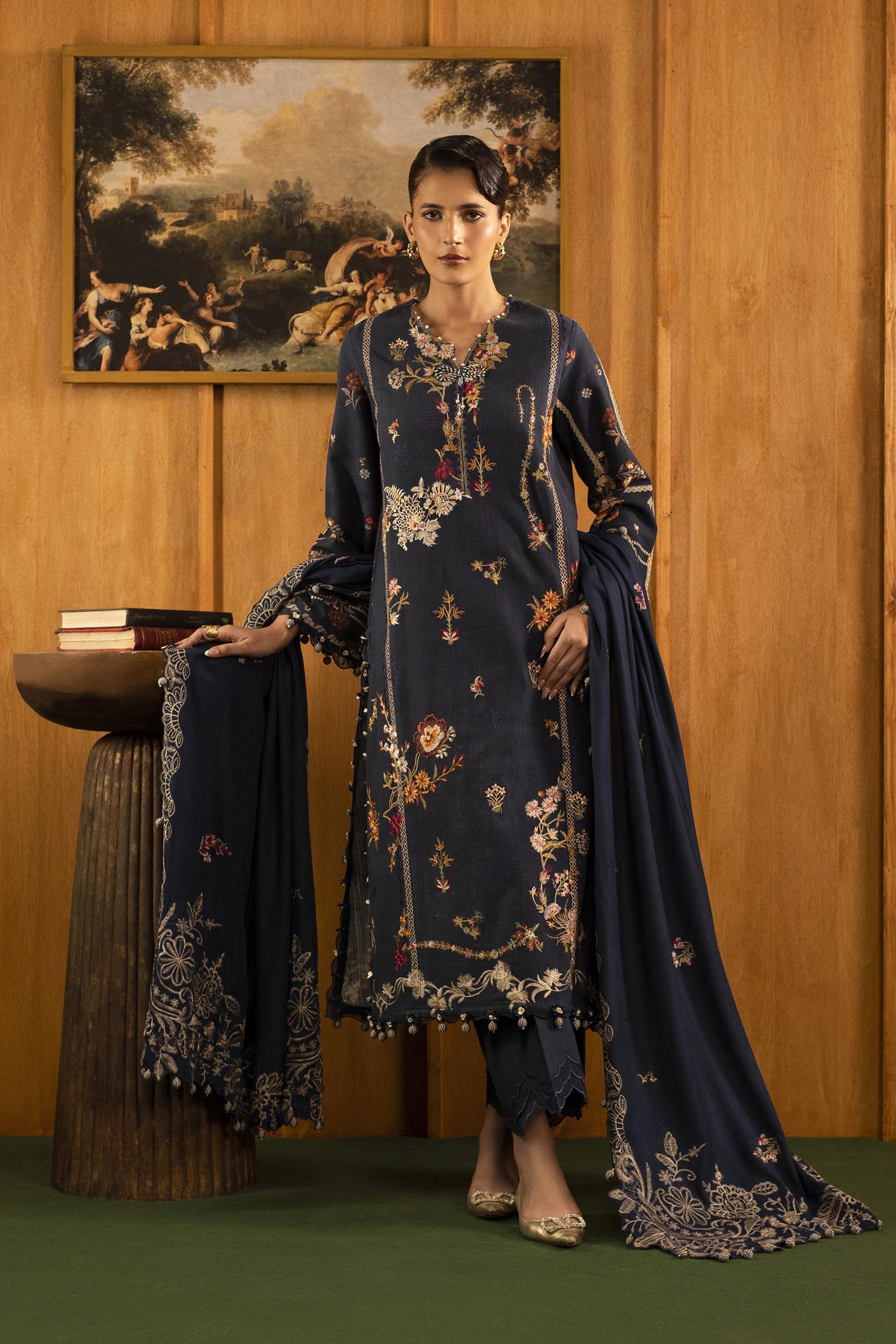 Unstitched Slub Muzlin 3 Piece Suit Main image