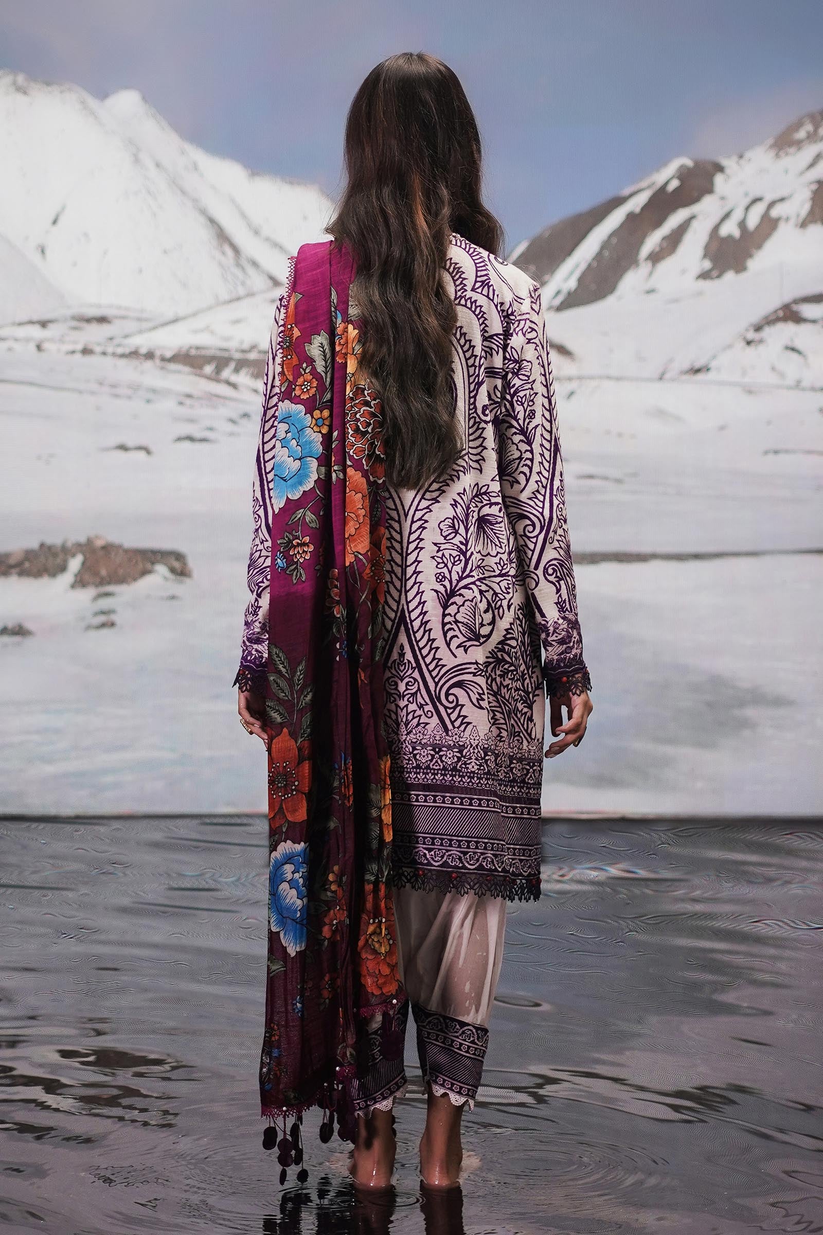 Unstitched Printed 2 Piece Slub Suit