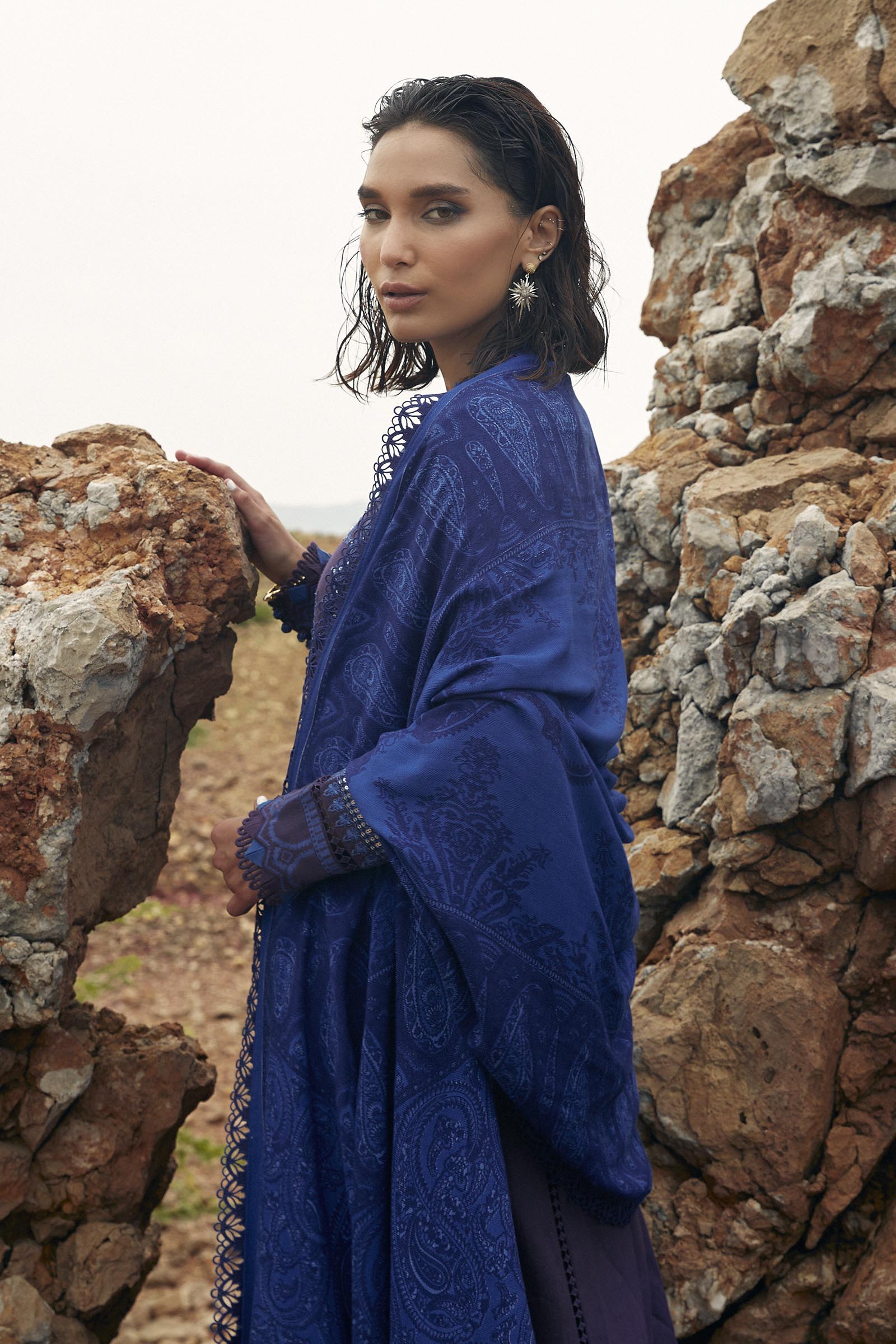 Unstitched Embroidered Muzlin Slub Suit