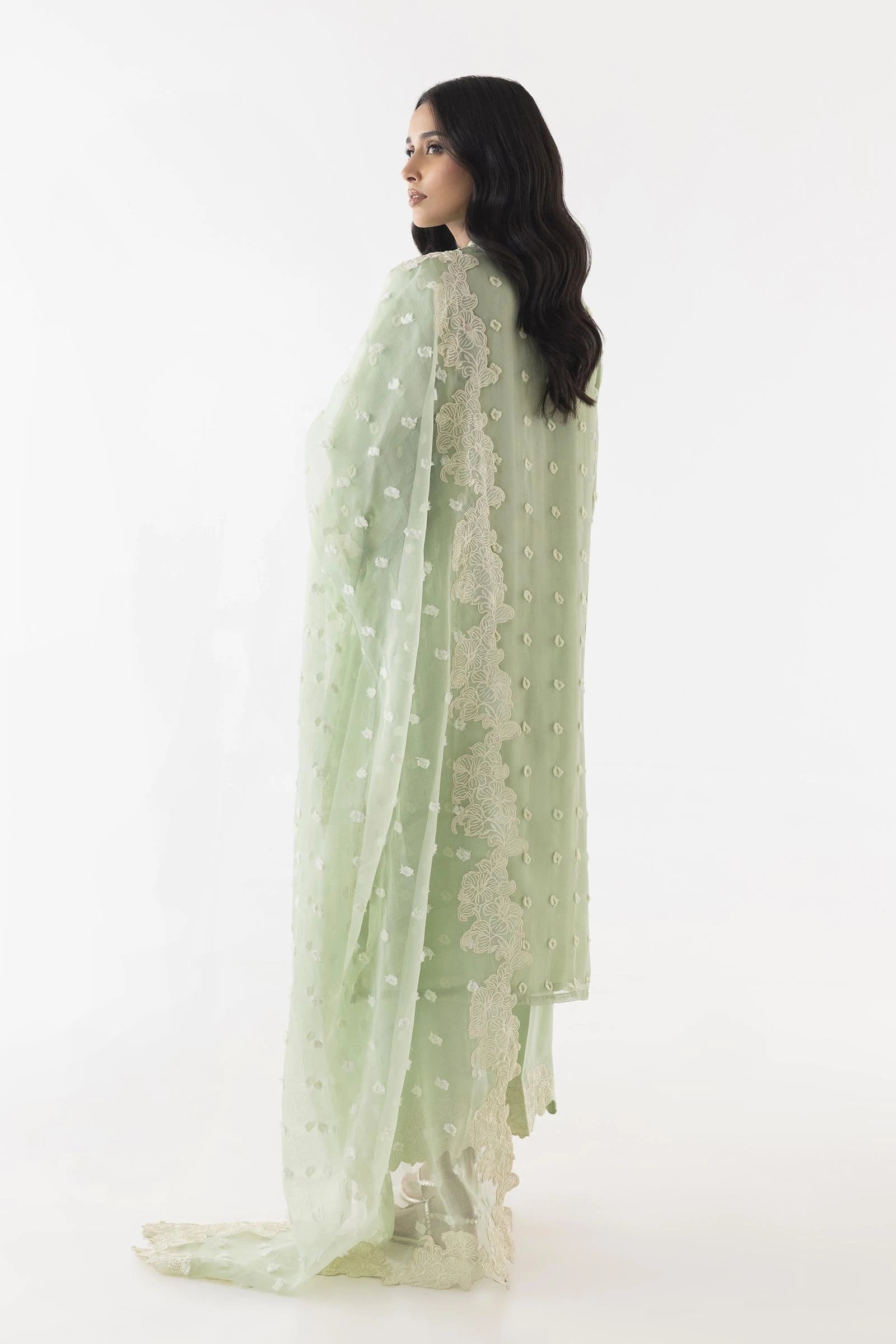 Stitched Brochia Embroidered Shirt + Culotte + Dupatta