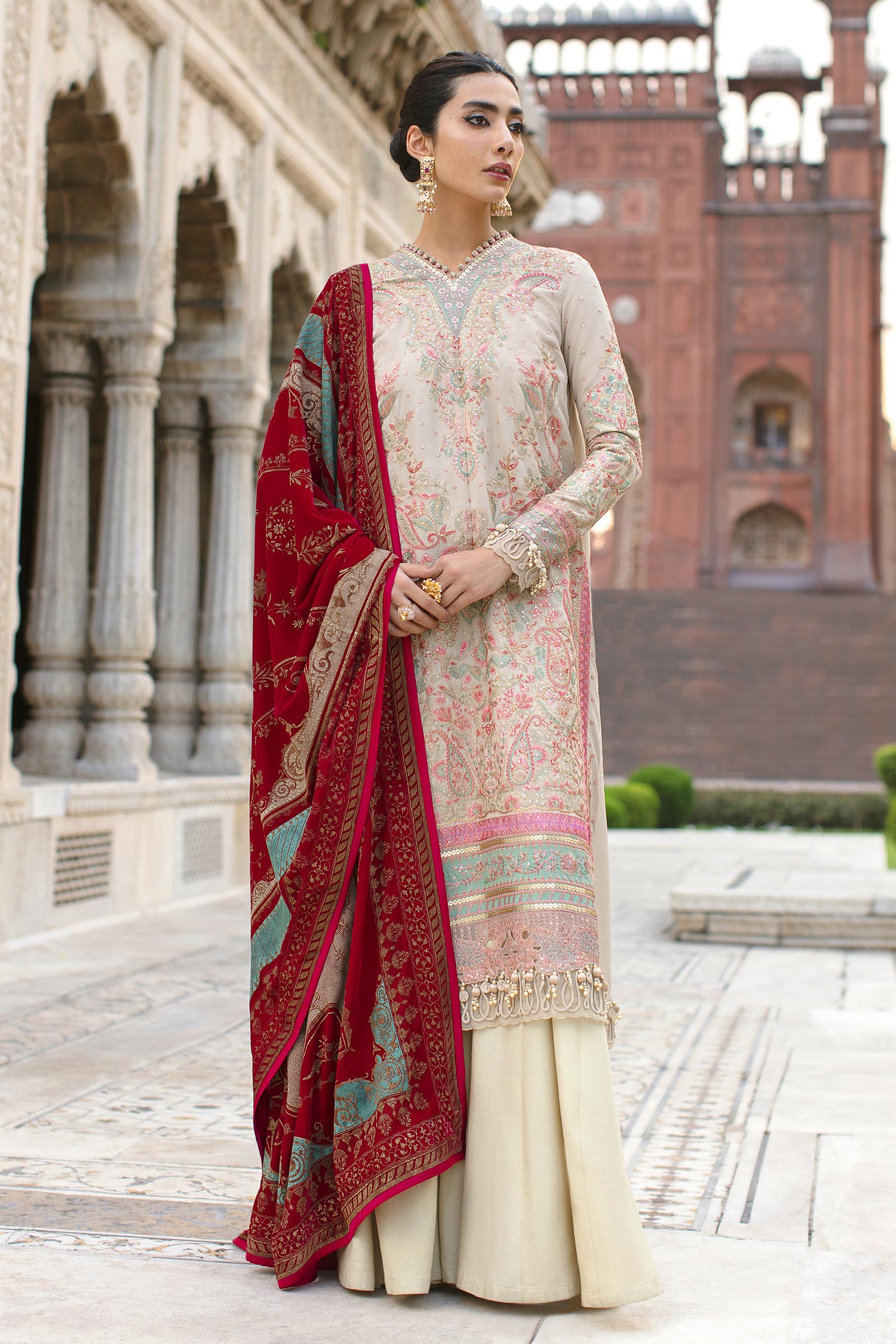 Unstitched Embroidered Raw Silk Suit