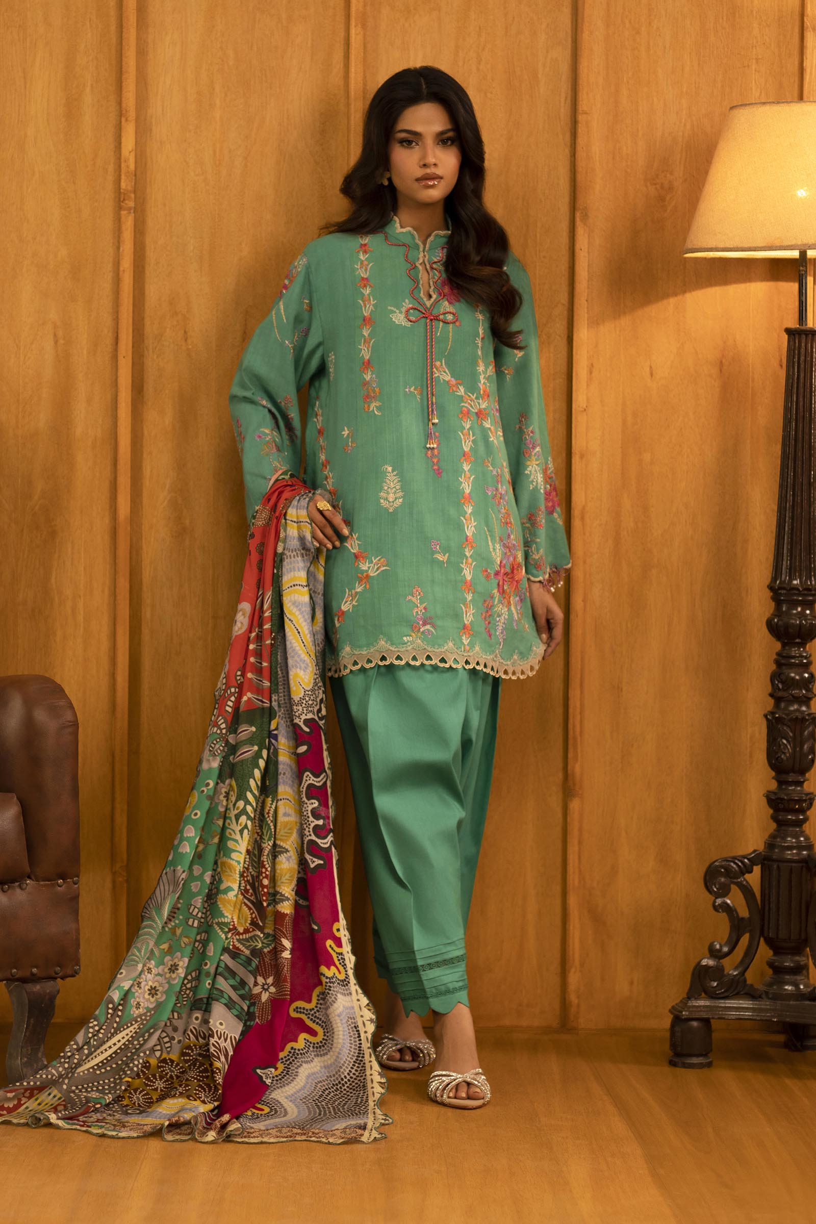 Unstitched Slub Muzlin 3 Piece Suit Main image