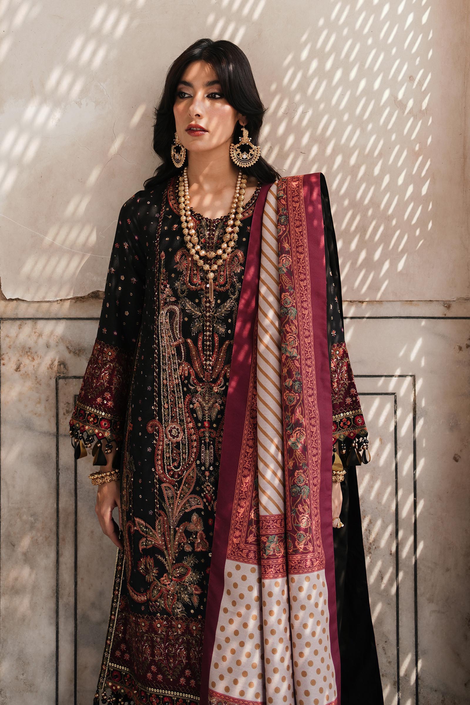Unstitched Embroidered Raw Silk Suit