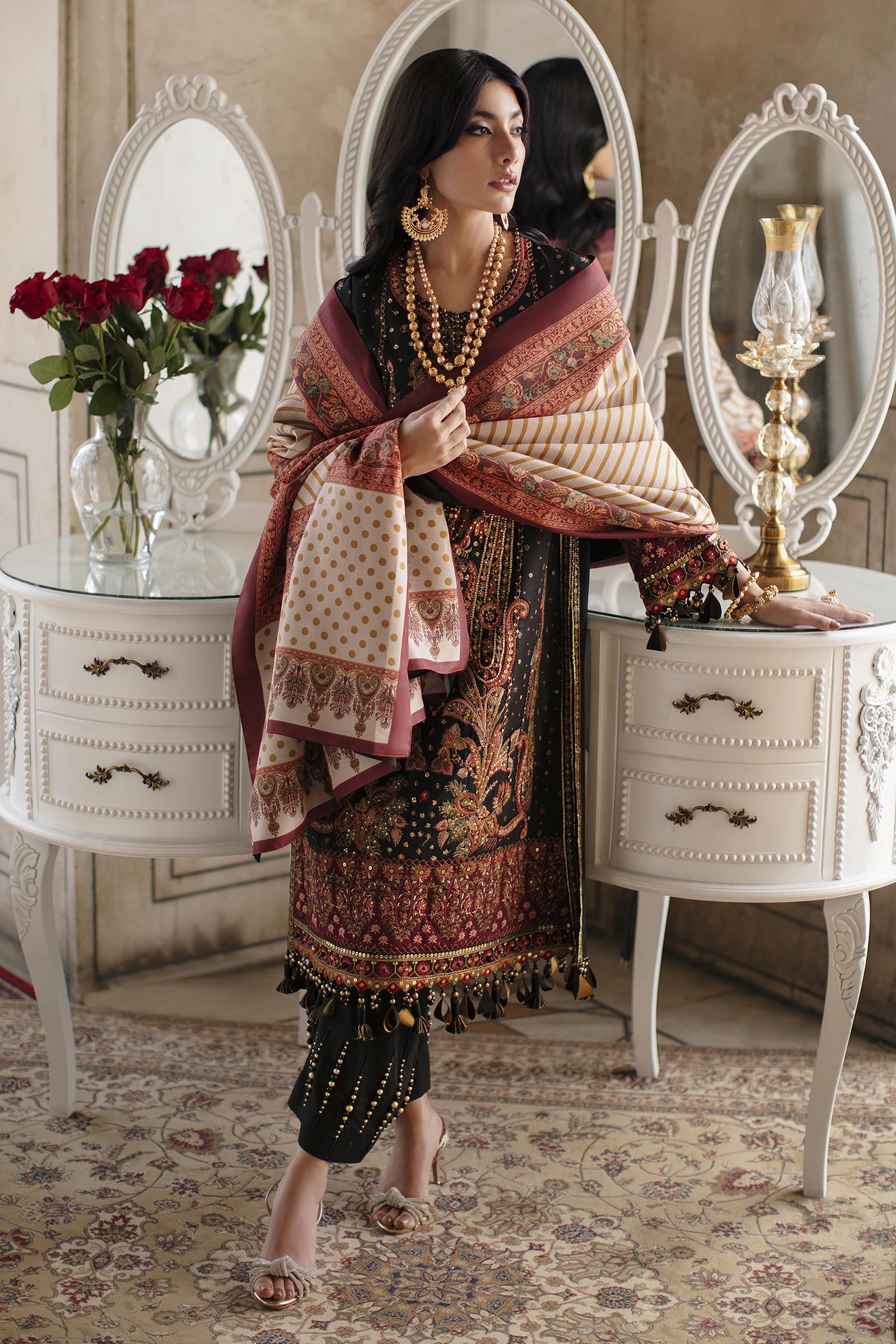 Unstitched Embroidered Raw Silk Suit
