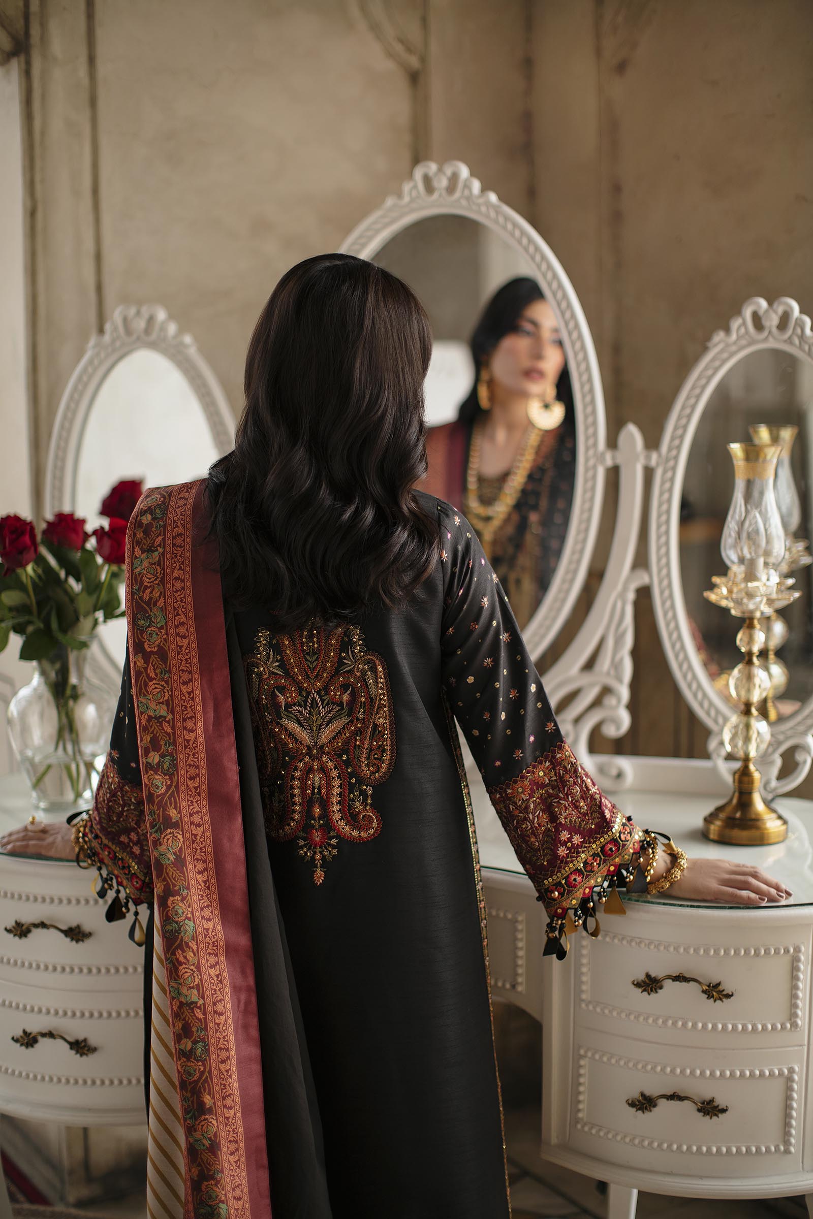Unstitched Embroidered Raw Silk Suit