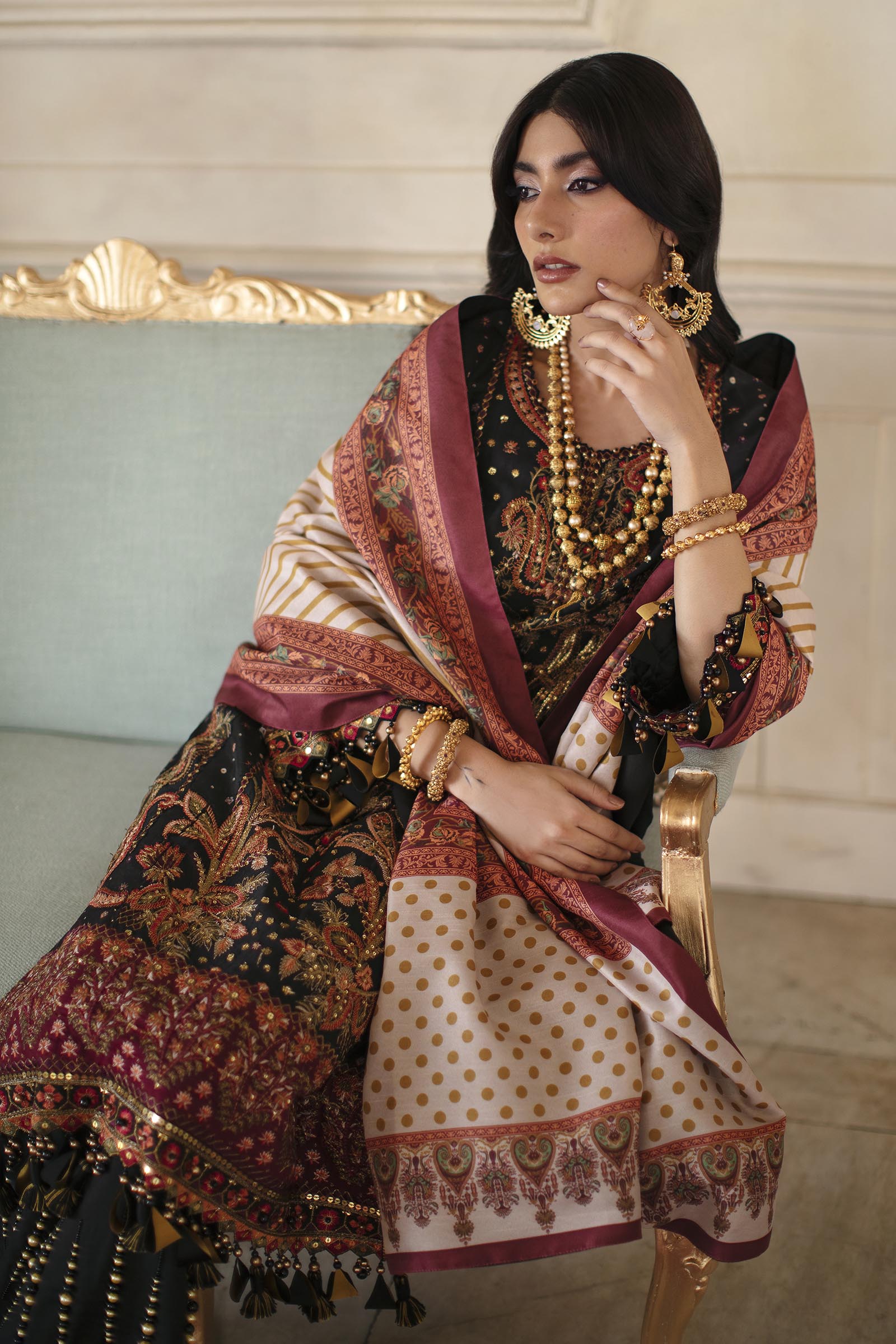 Unstitched Embroidered Raw Silk Suit