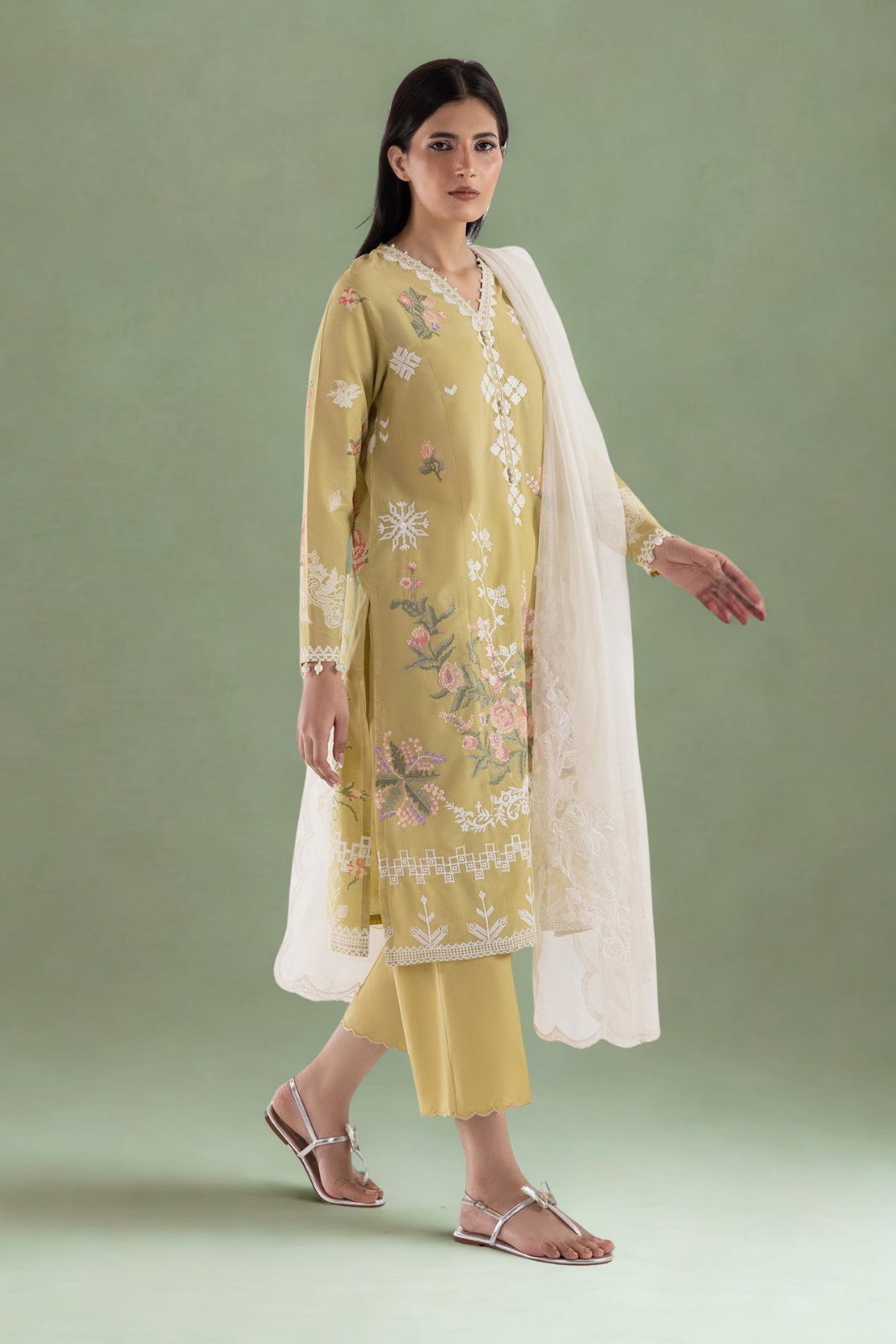 Stitched Muzlin Embroidered Lawn Shirt Main image
