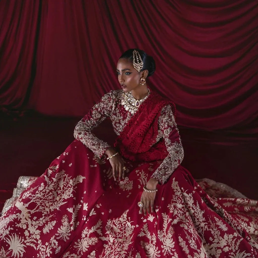 Fire brick Printed lehanga choli (B-382)