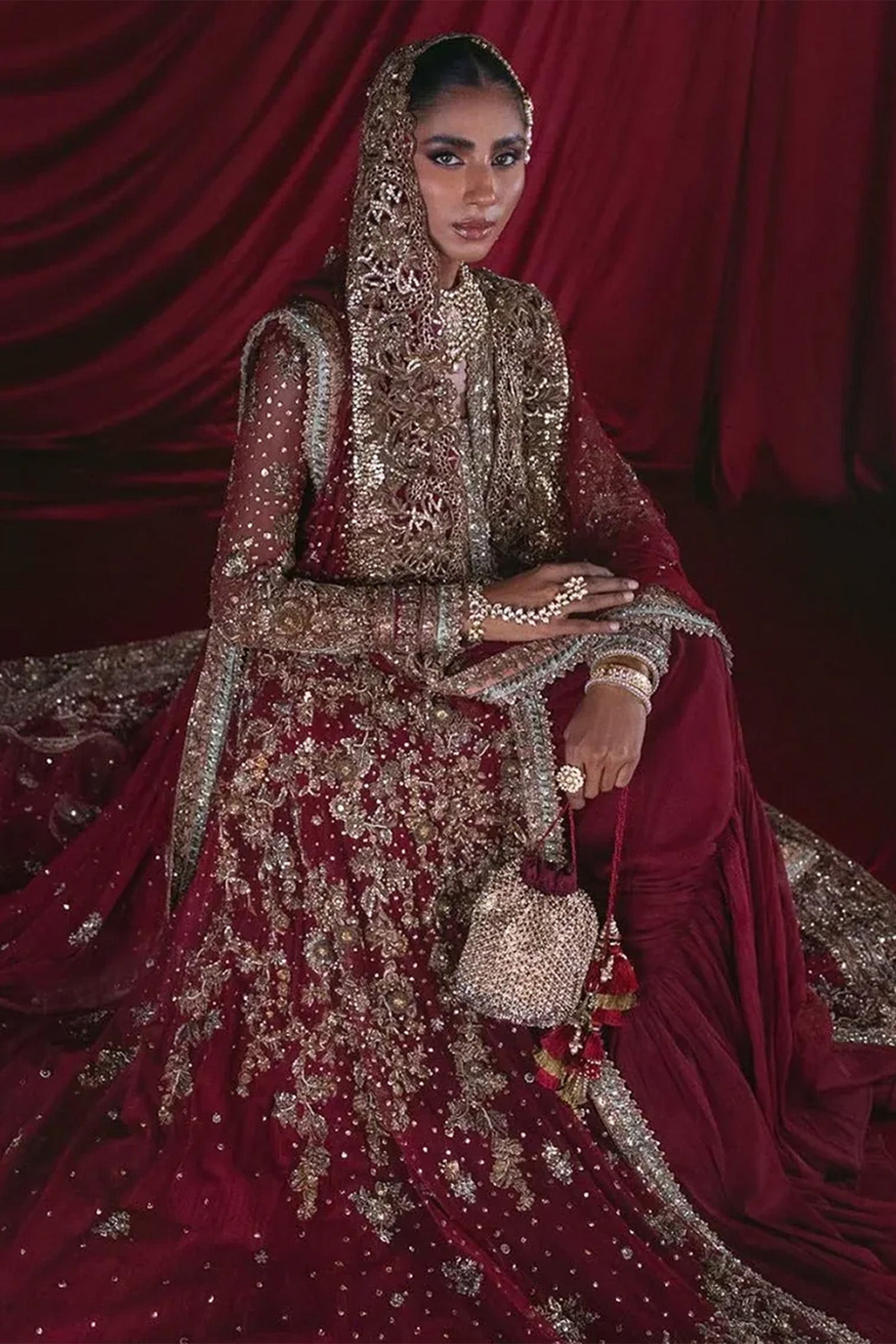 B-384 (Garnet Mukesh Bridal)