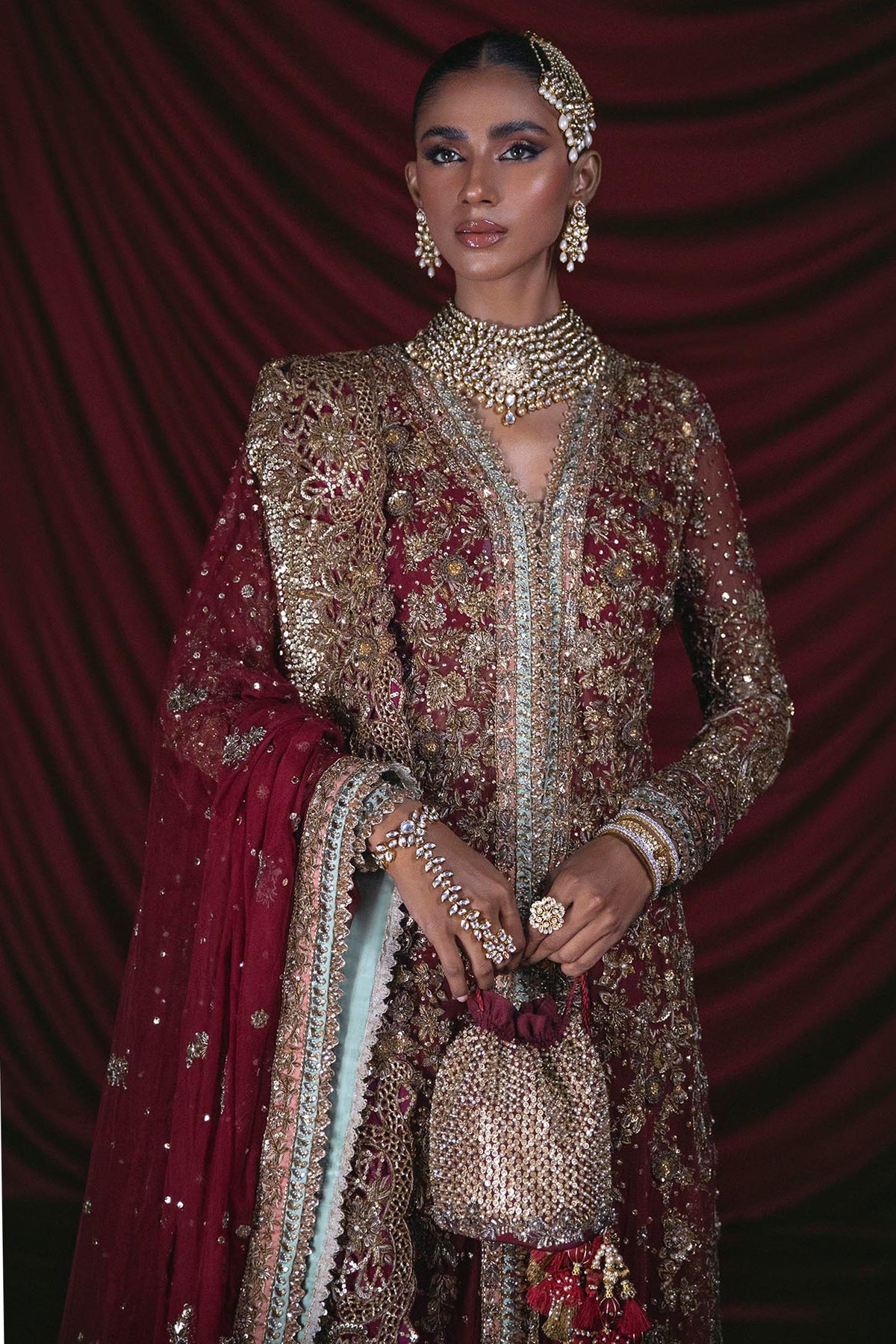 B-384 (Garnet Mukesh Bridal) - 2