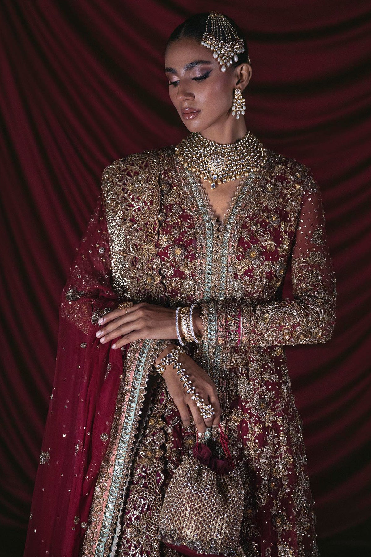 B-384 (Garnet Mukesh Bridal) - 3