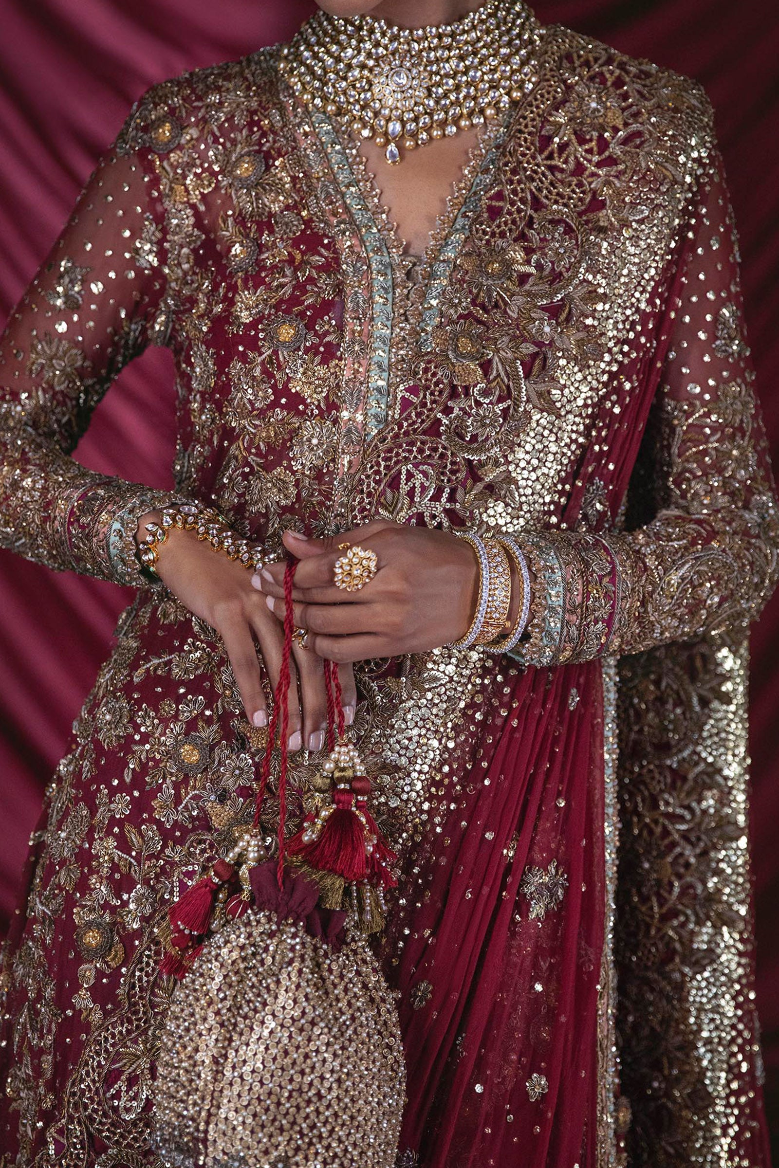 B-384 (Garnet Mukesh Bridal)
