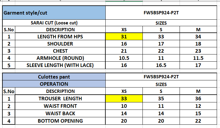 Size Chart