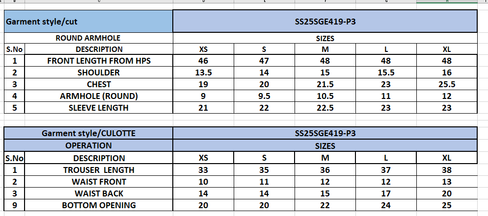 Size Chart