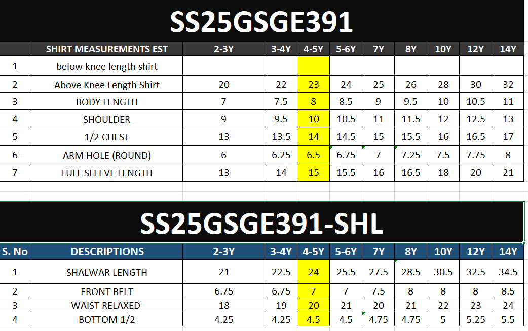 Size Chart