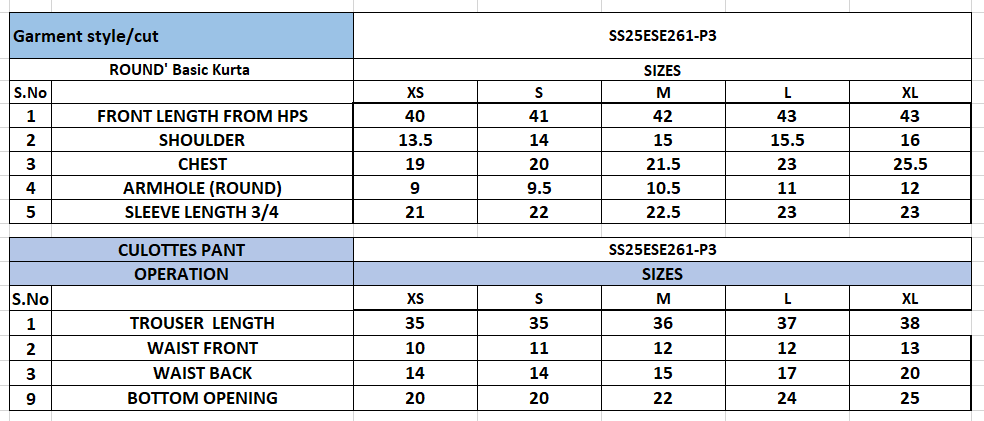 Size Chart