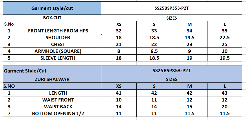 Size Chart
