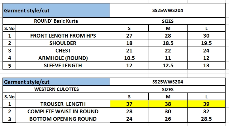 Size Chart