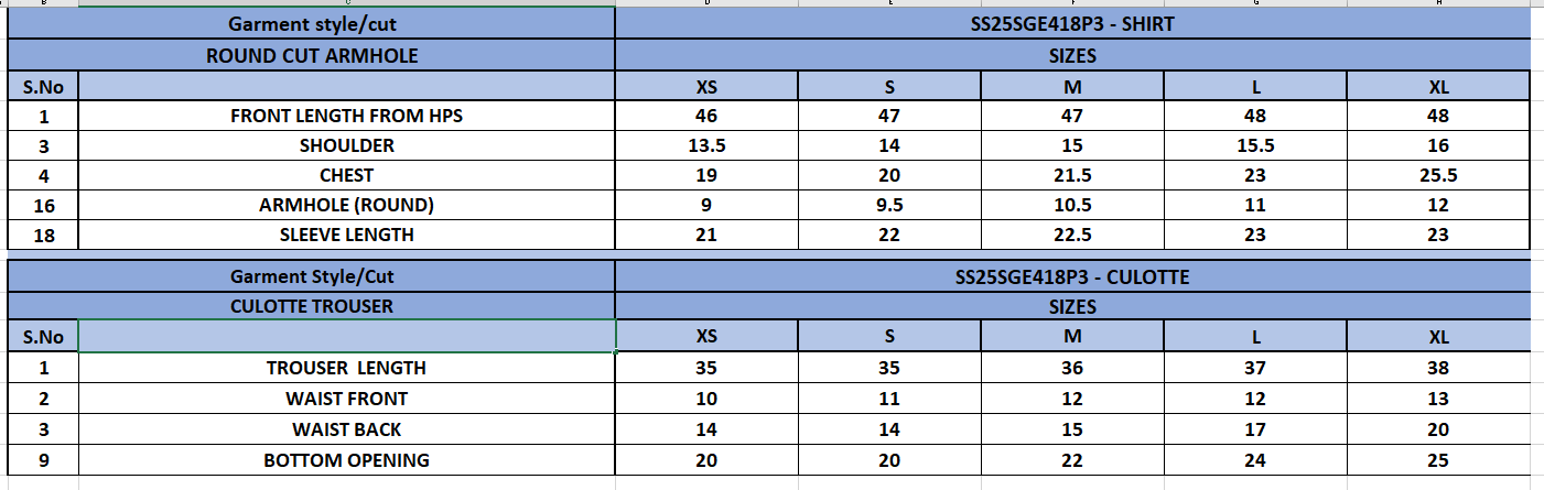 Size Chart