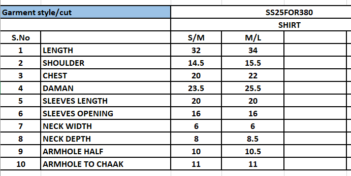 Size Chart