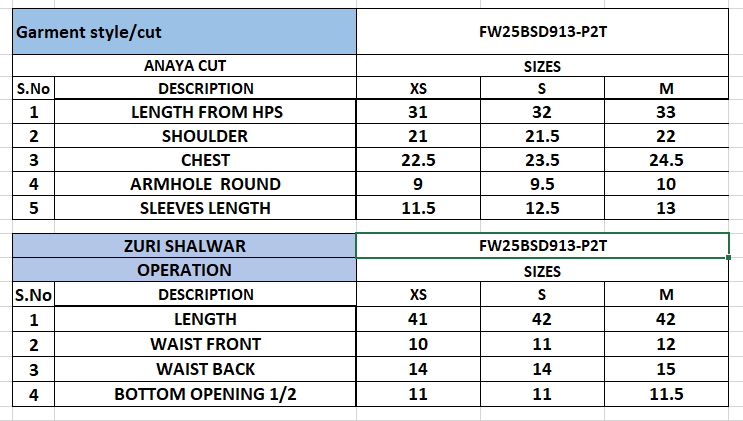Size Chart