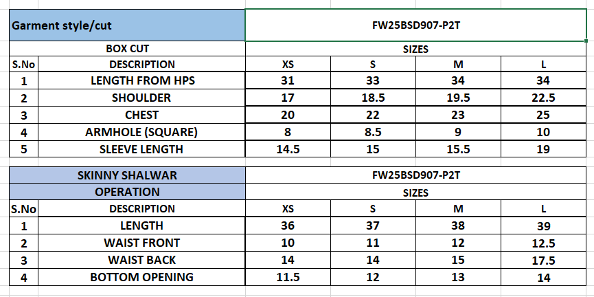 Size Chart