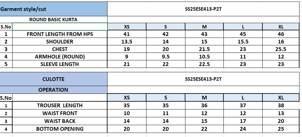 Size Chart