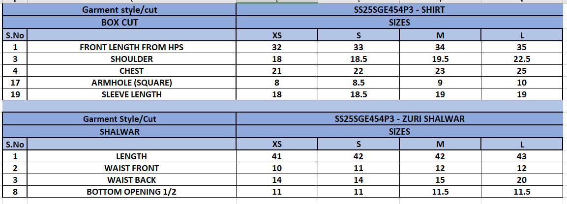 Size Chart