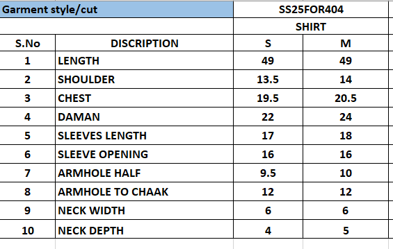 Size Chart