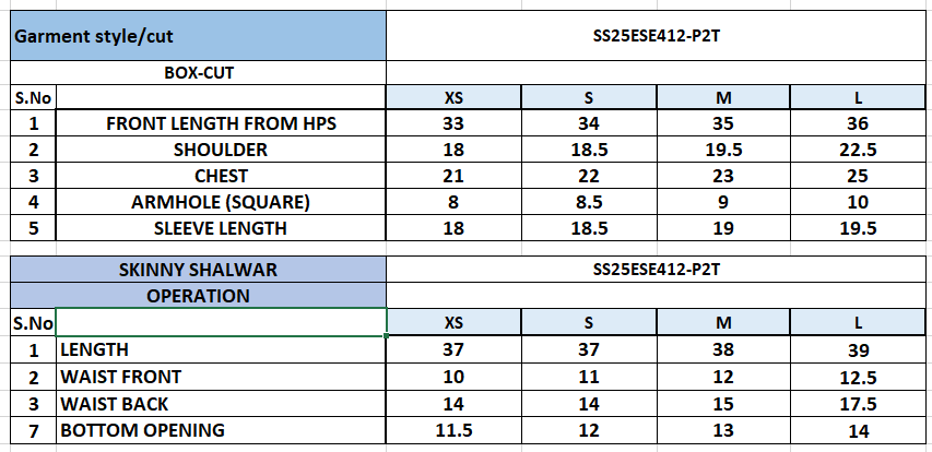 Size Chart