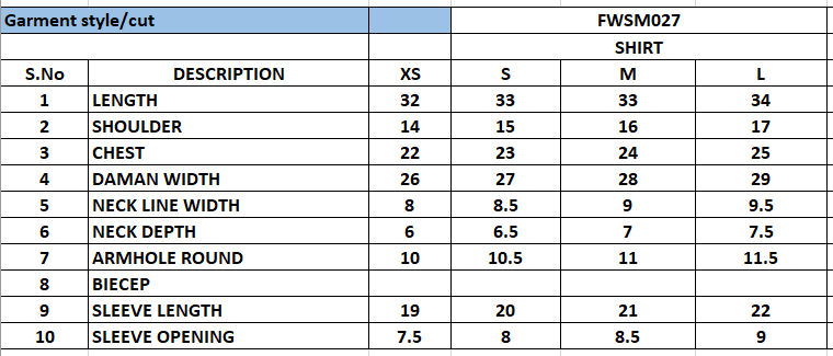 Size Chart