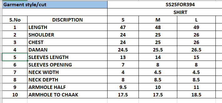 Size Chart