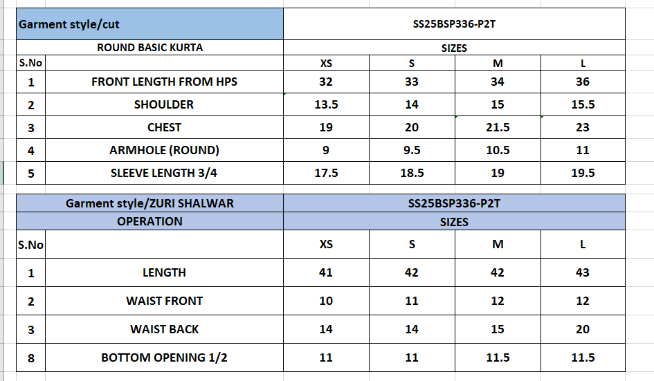 Size Chart