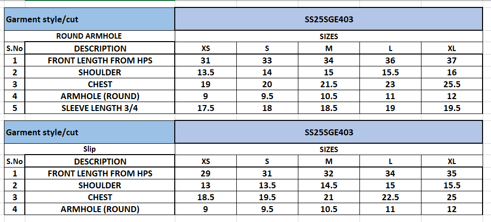 Size Chart